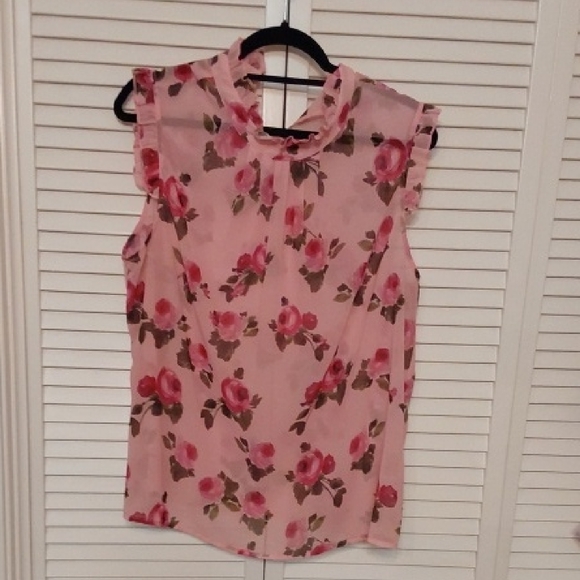 Fashion Nova Tops - Fashion Nova Pink Floral Ruffle Blouse